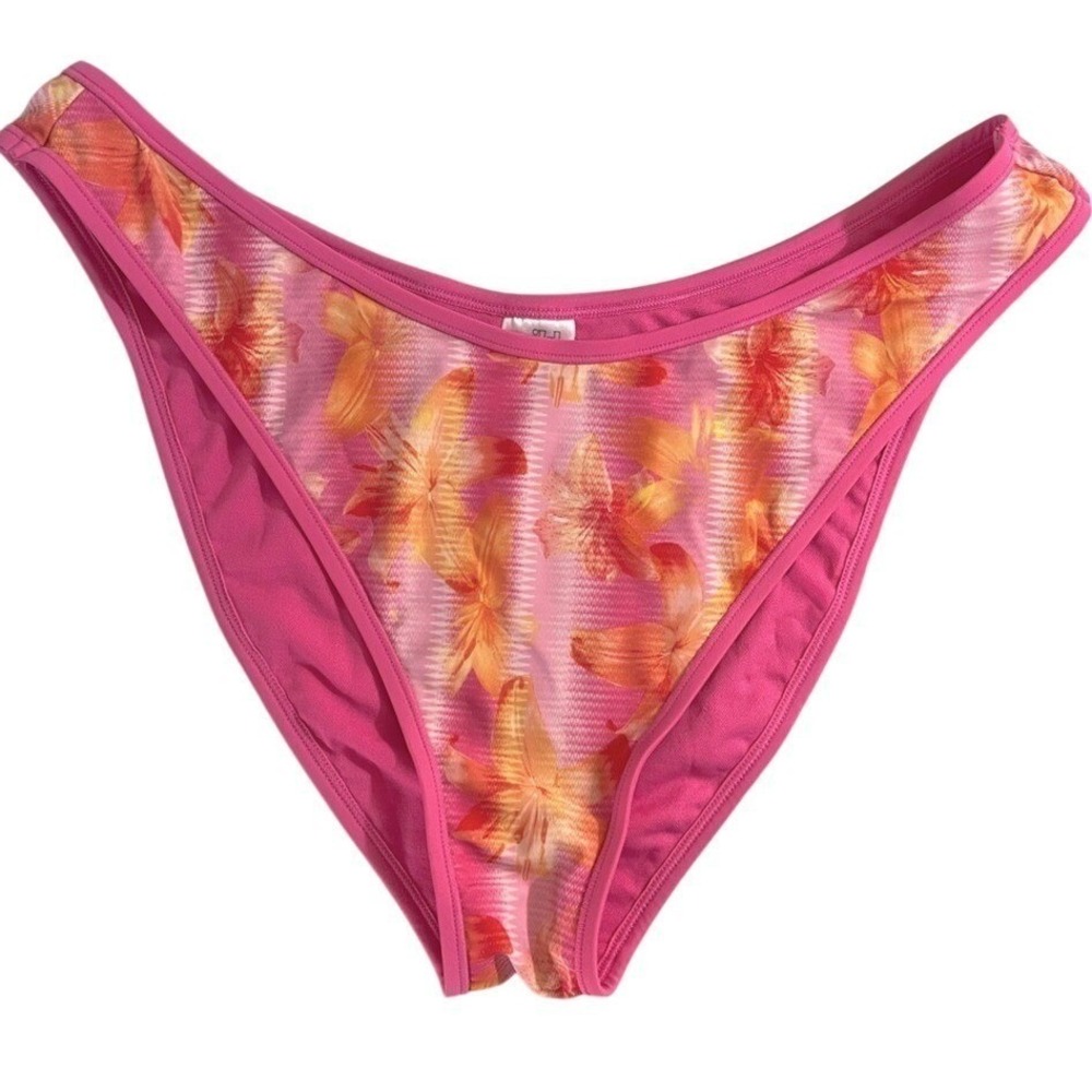 Wild Fable Low Rise Extra High Leg Cheeky Floral Bikini Bottom Women XL Pink NWT